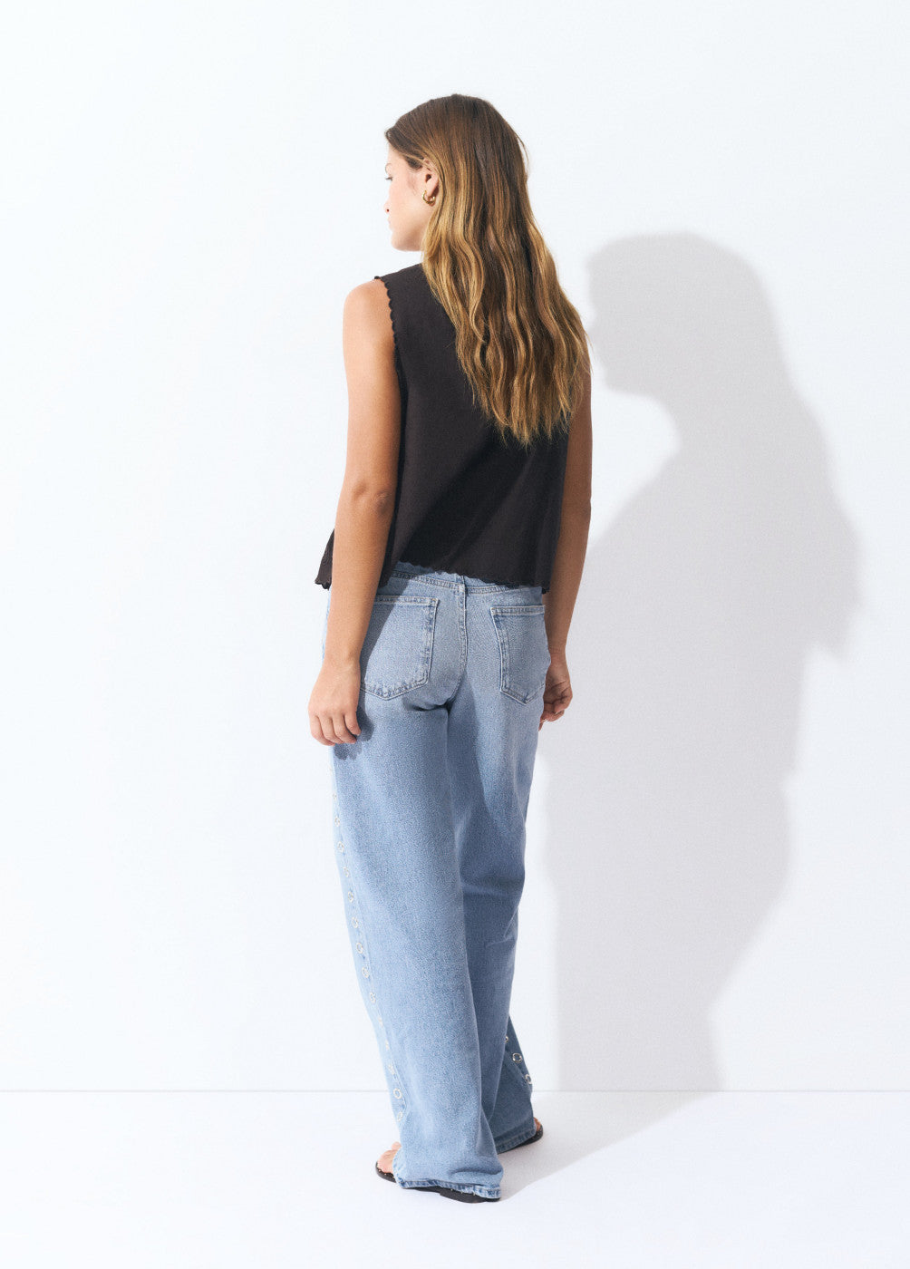 Jeans recto eyelets lateral