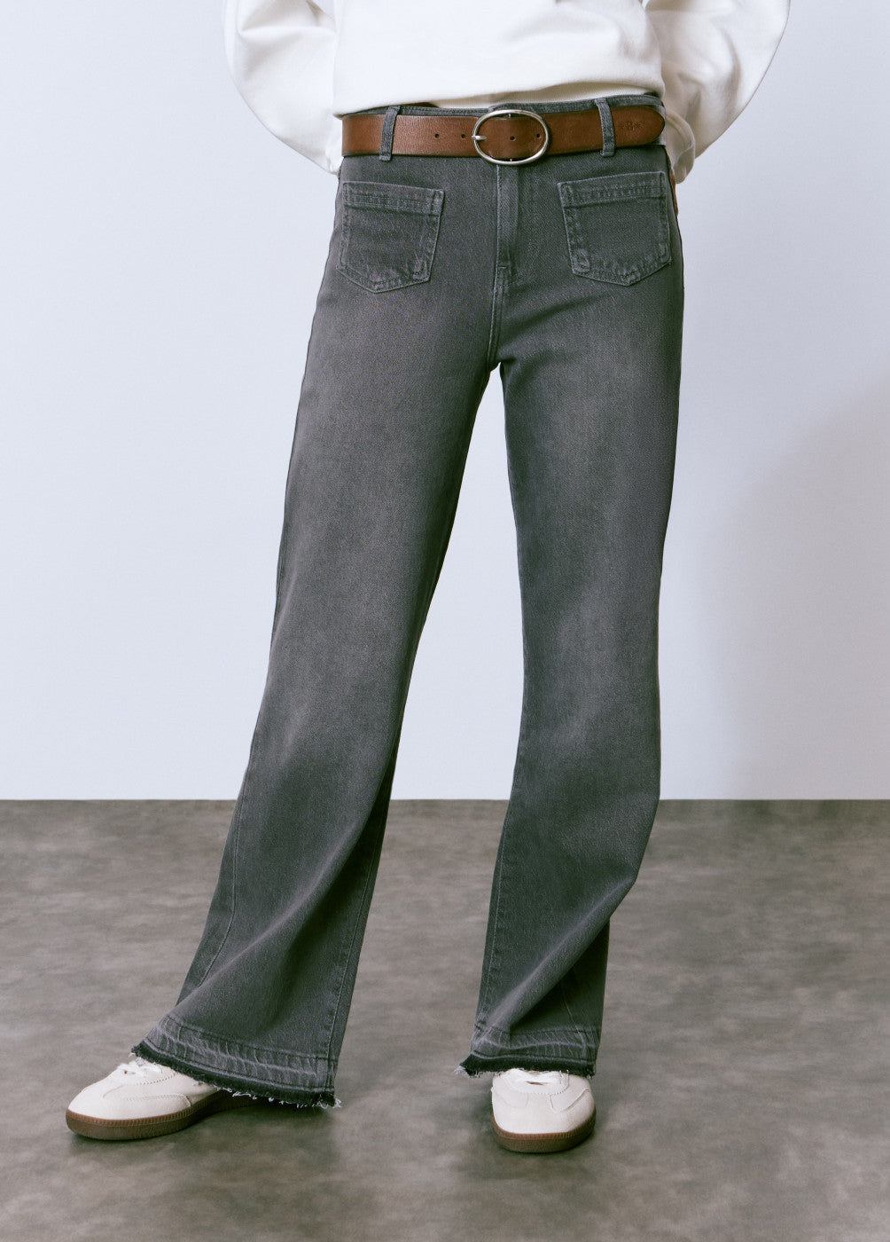 Jeans culotte bolsillo frontal