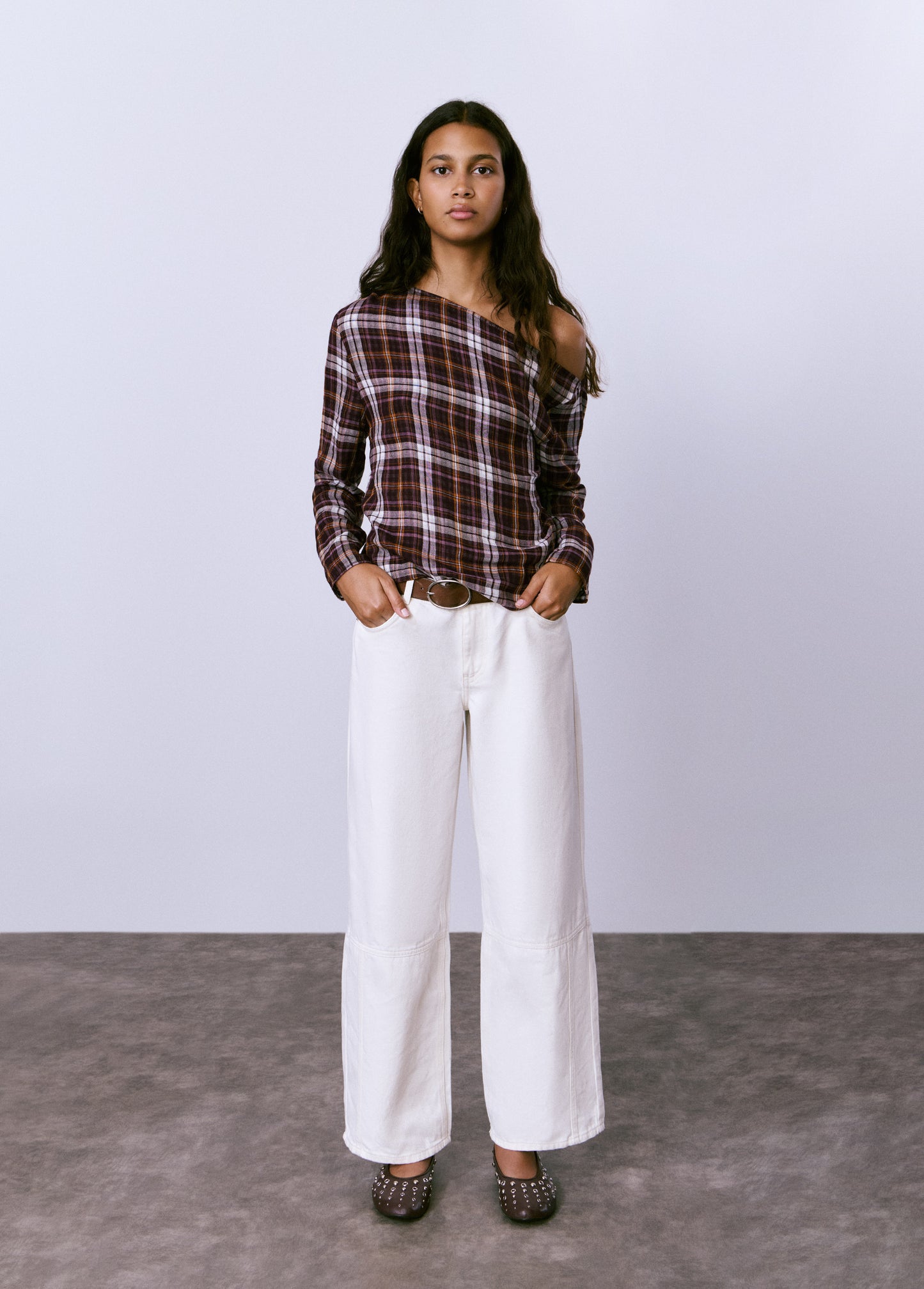 Blusa asimétrica cuadros