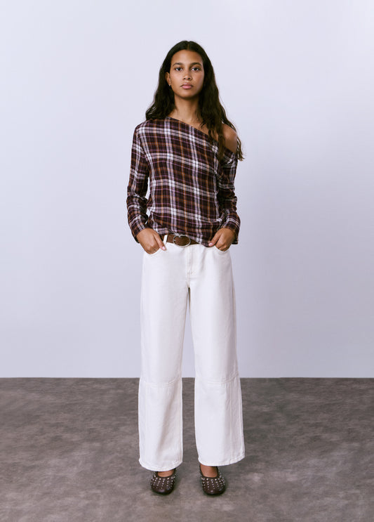 Blusa asimétrica cuadros