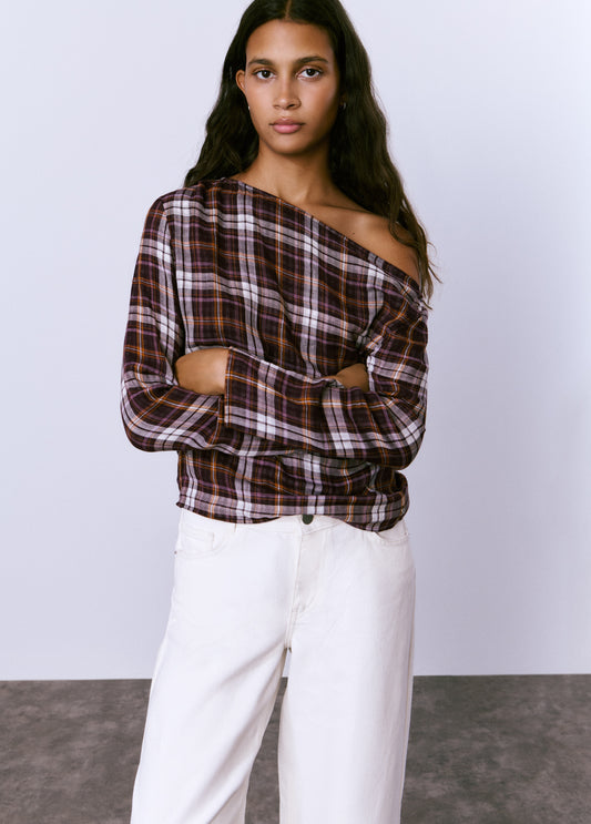 Blusa asimétrica cuadros