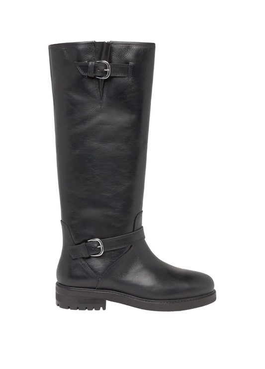 Bota alta hebillas piel