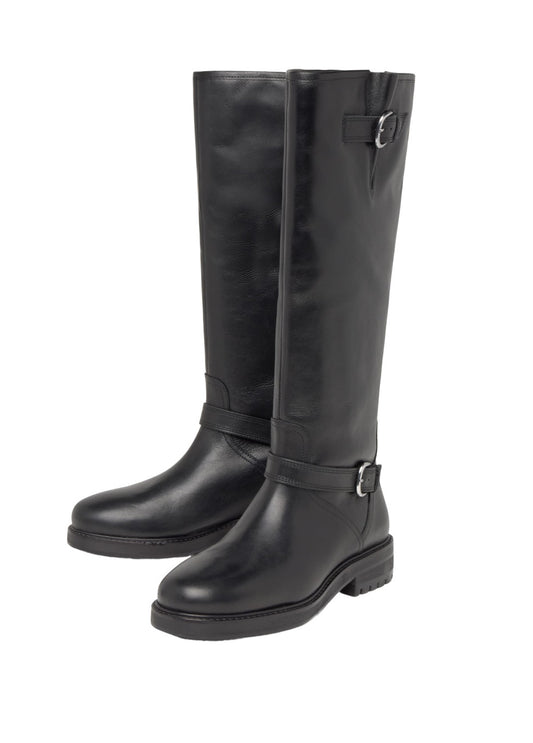Bota alta hebillas piel