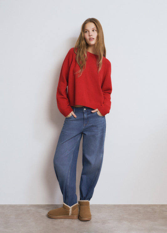 Jersey básico cuello redondo rojo