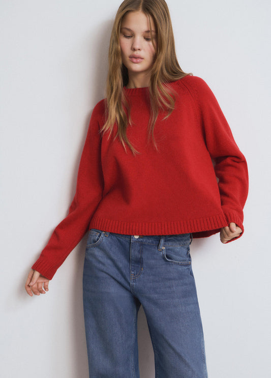Jersey básico cuello redondo rojo