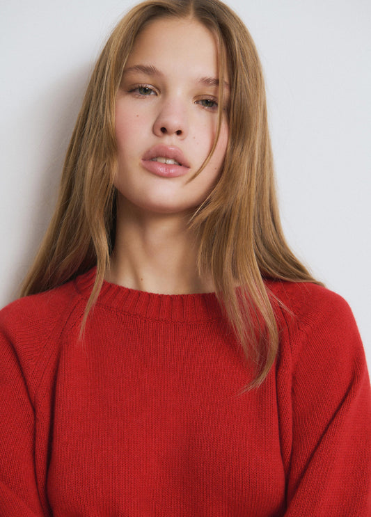 Jersey básico cuello redondo rojo