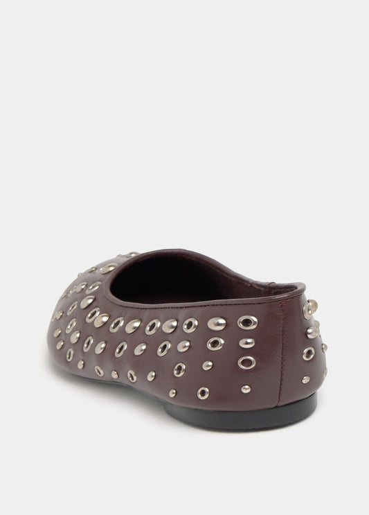 Bailarina eyelets y tachas cuero