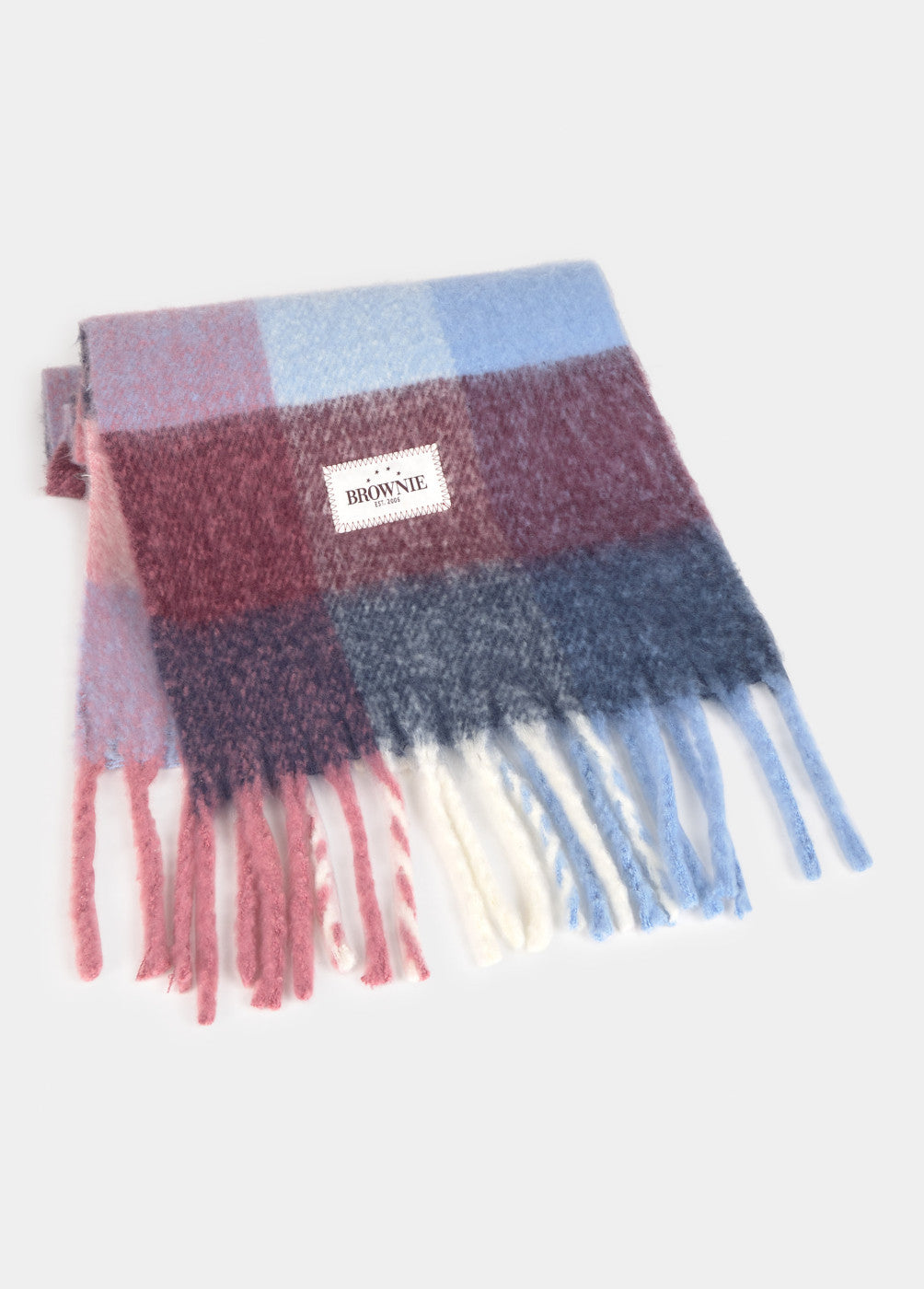 Bufanda gruesa cuadros flecos