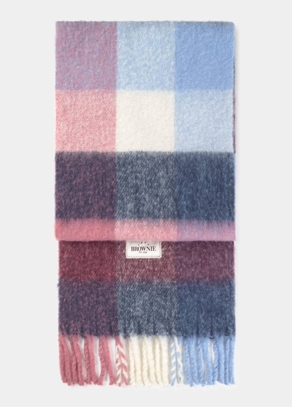 Bufanda gruesa cuadros flecos