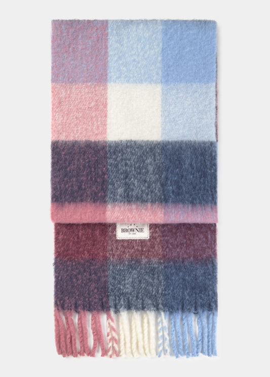 Bufanda gruesa cuadros flecos