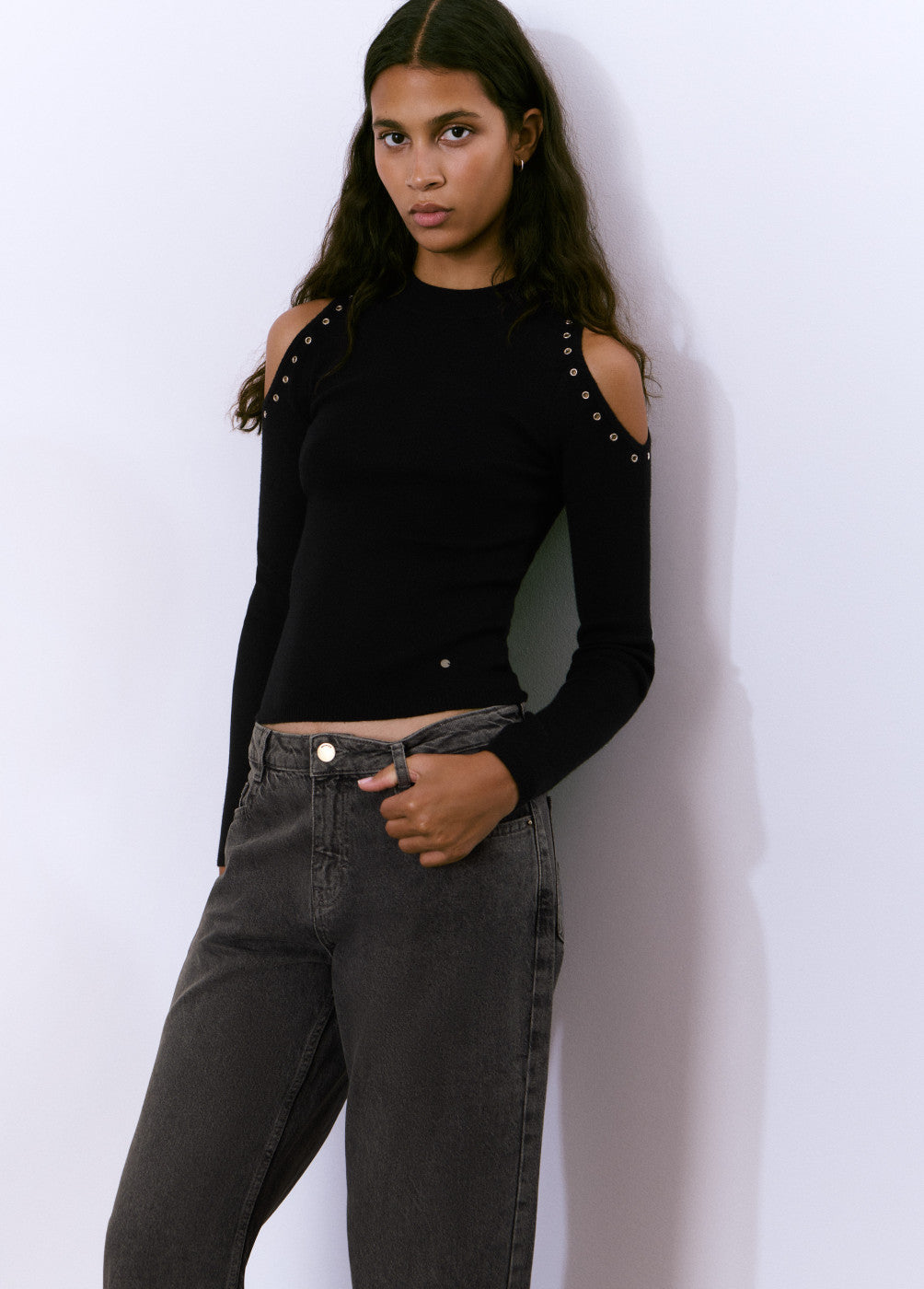 Jersey hombros descubiertos eyelets