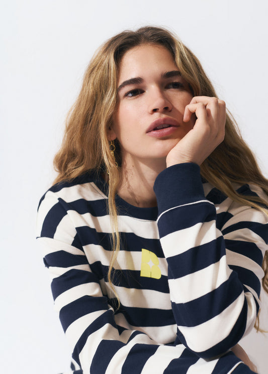Sudadera rayas print espalda