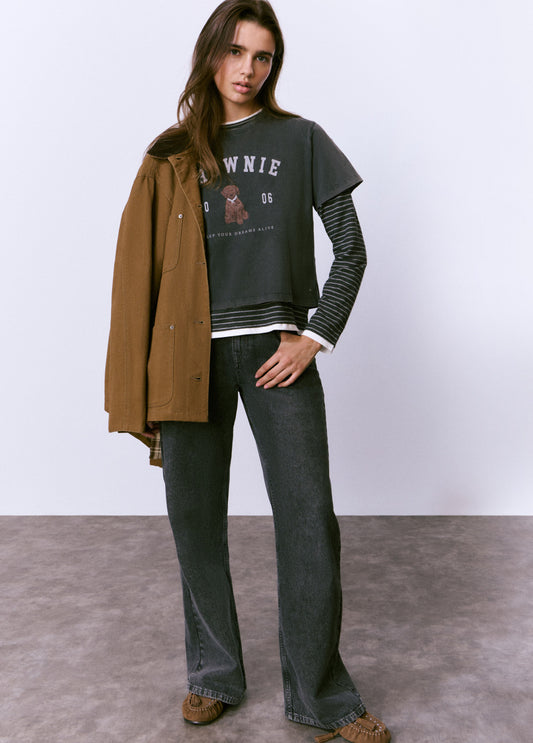 Camiseta tinte en prenda print perrito