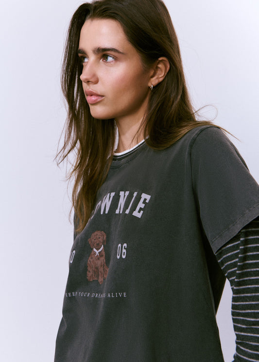 Camiseta tinte en prenda print perrito