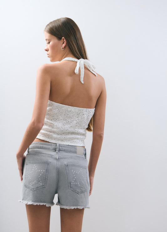Top halter lentejuelas