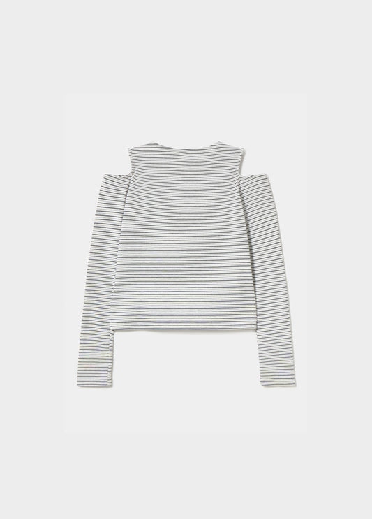 Camiseta raya tejida cut-out hombro