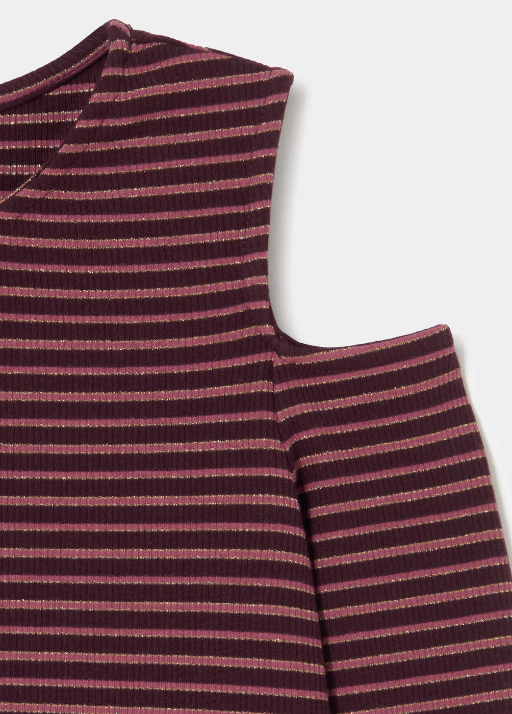 Camiseta cut-out hombro raya lurex