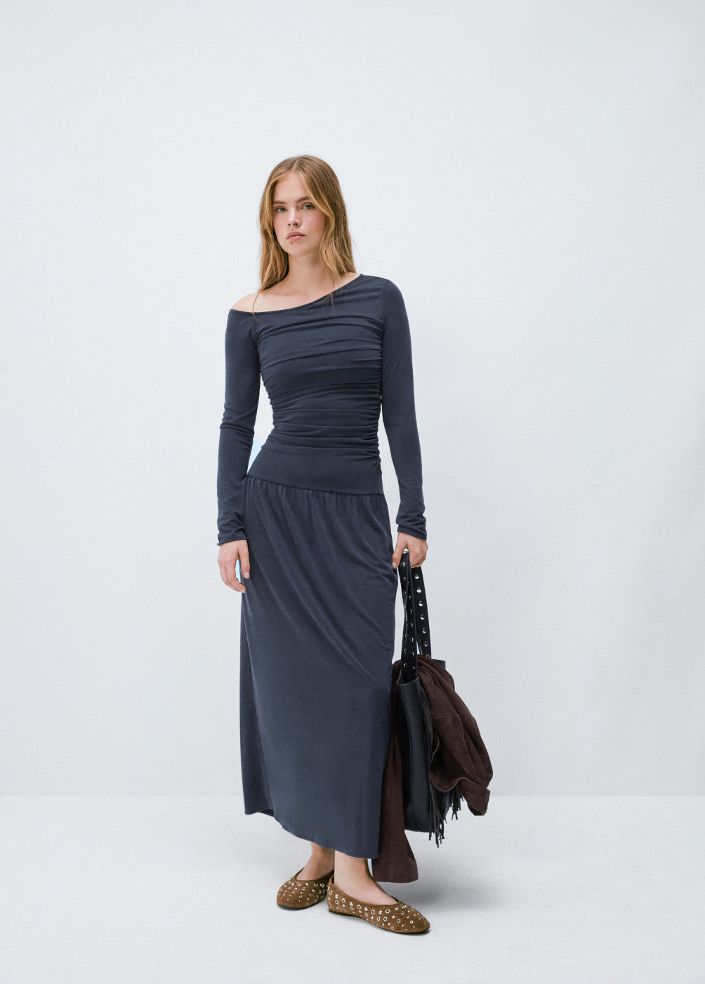 Vestido largo drapeado