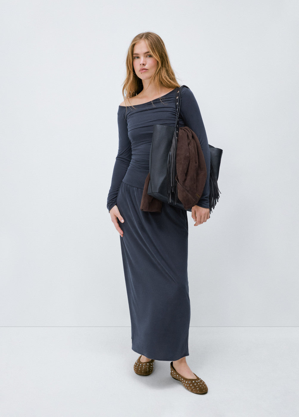 Vestido largo drapeado