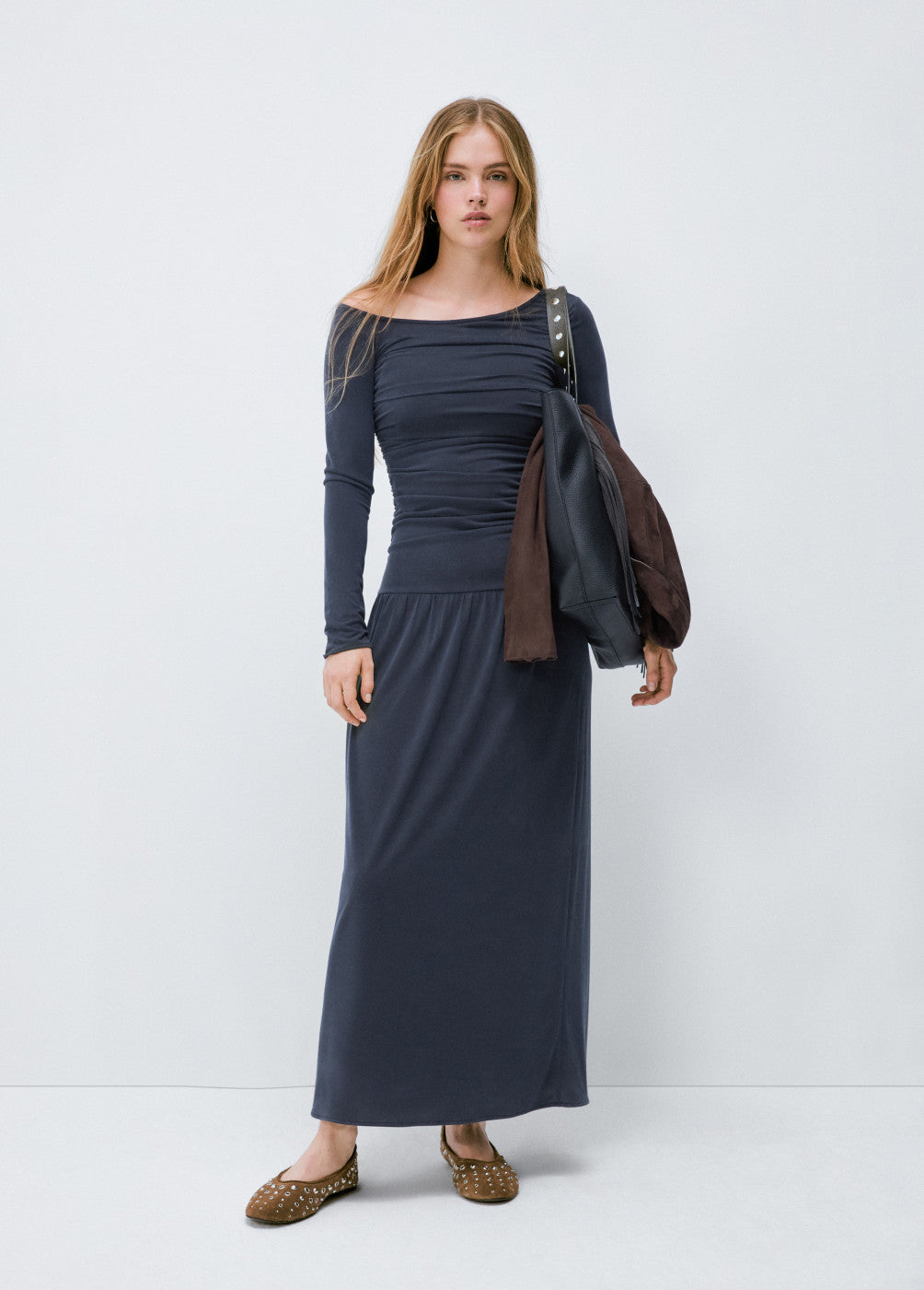 Vestido largo drapeado