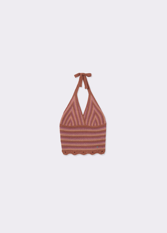 Top punto halter rayas