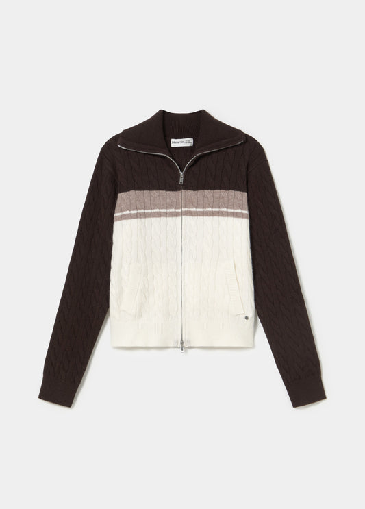 Chaqueta punto cremallera trenzas