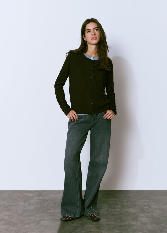 Cardigan doble cuello redondo
