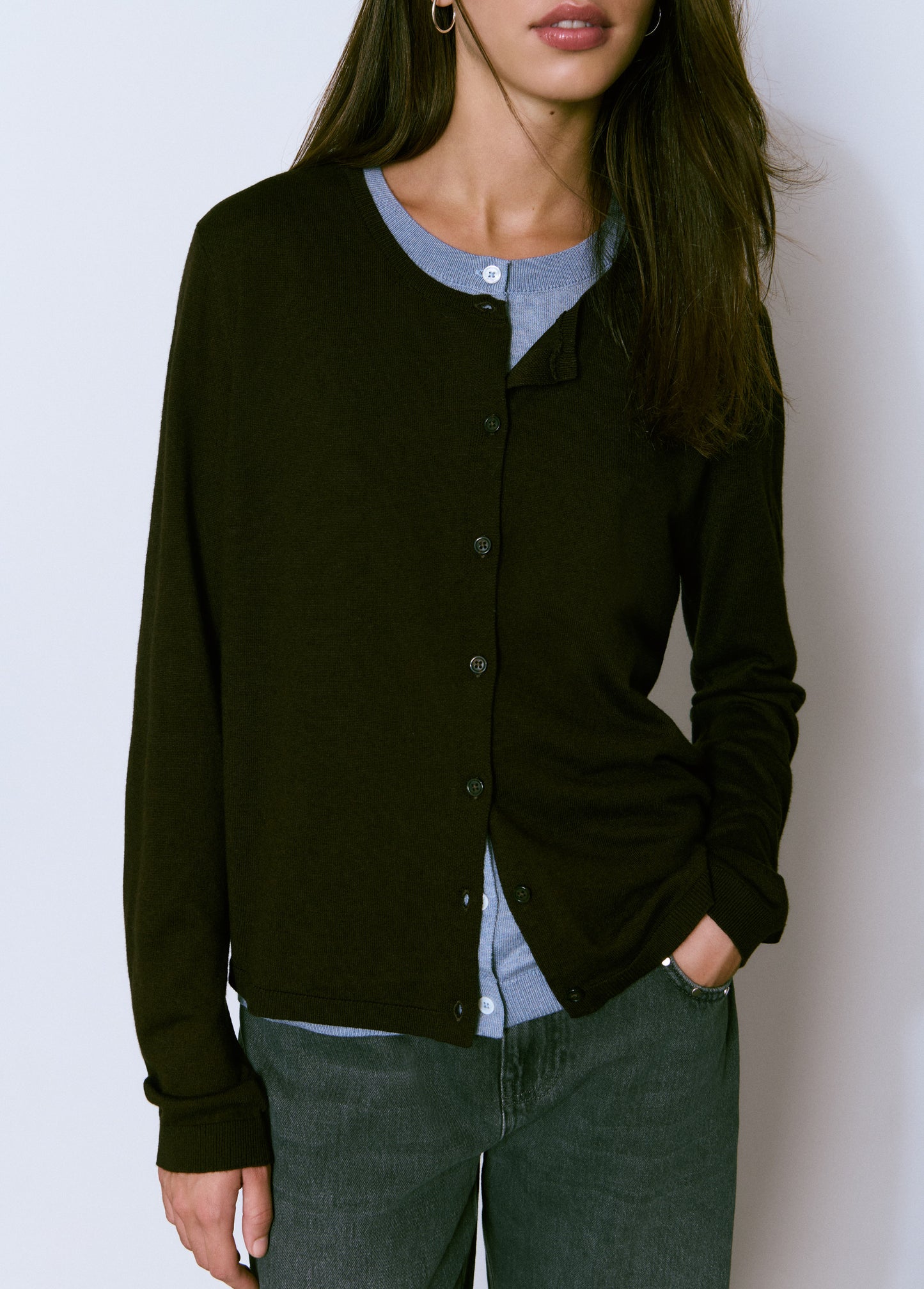 Cardigan doble cuello redondo
