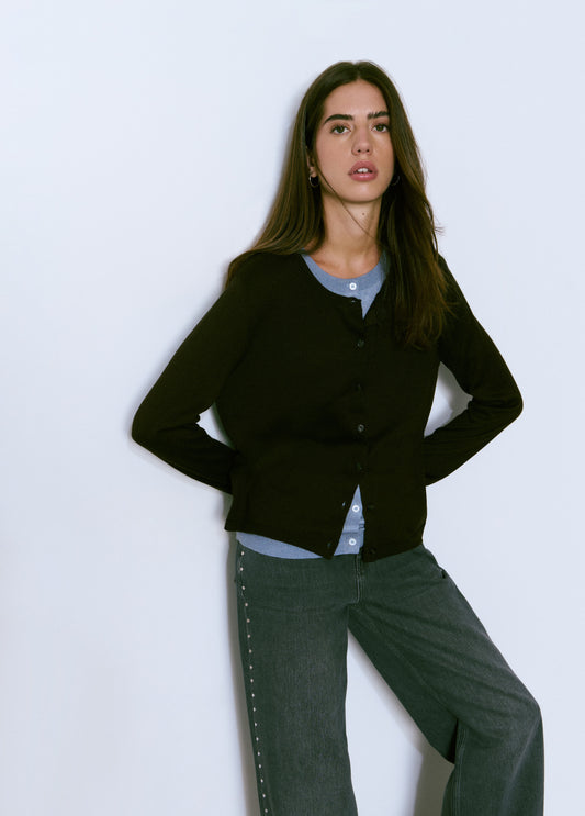 Cardigan doble cuello redondo