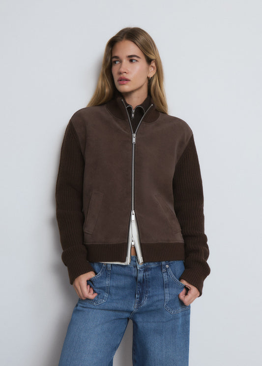 Chaqueta punto delantero suede