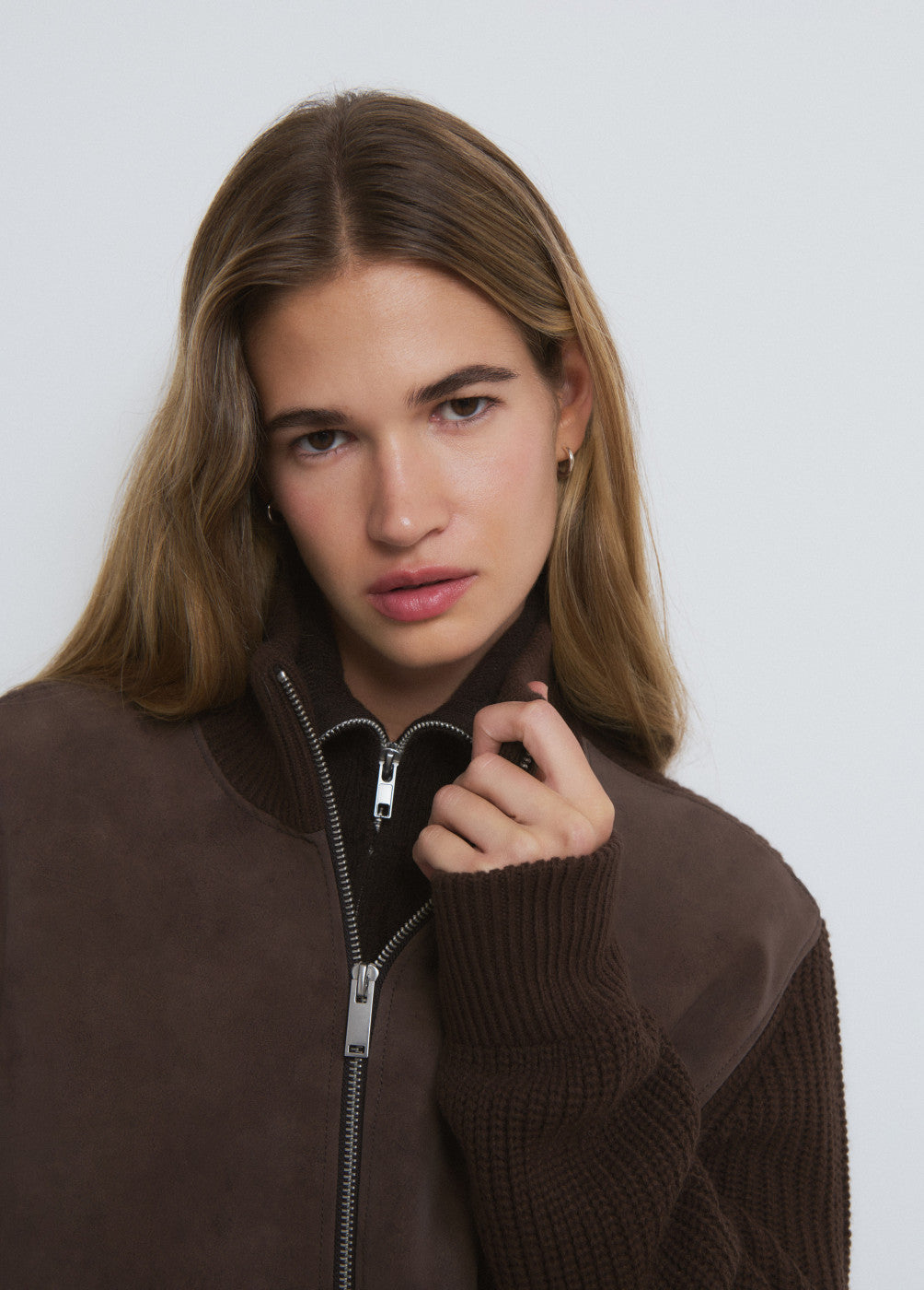 Chaqueta punto delantero suede