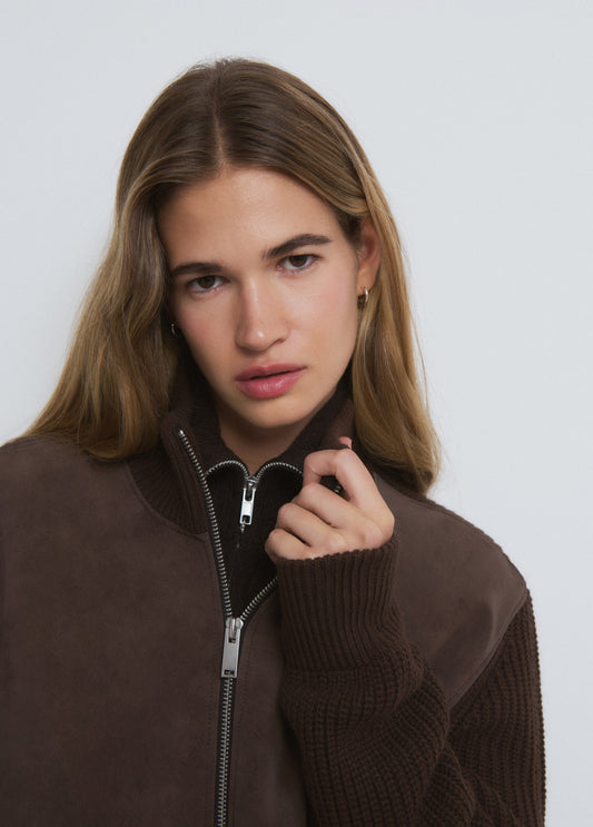 Chaqueta punto delantero suede