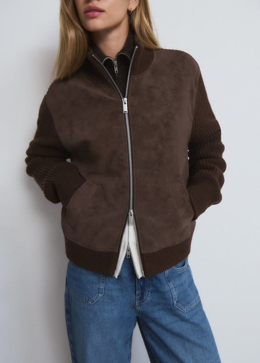 Chaqueta punto delantero suede