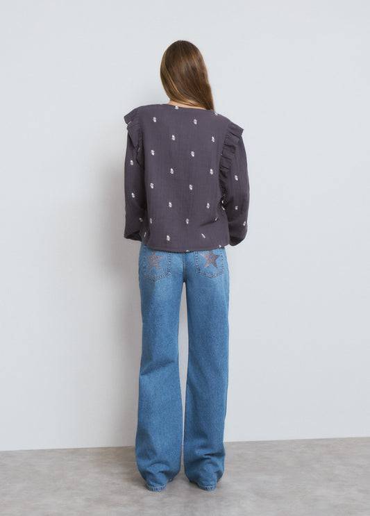 Blusa doble tela bordados