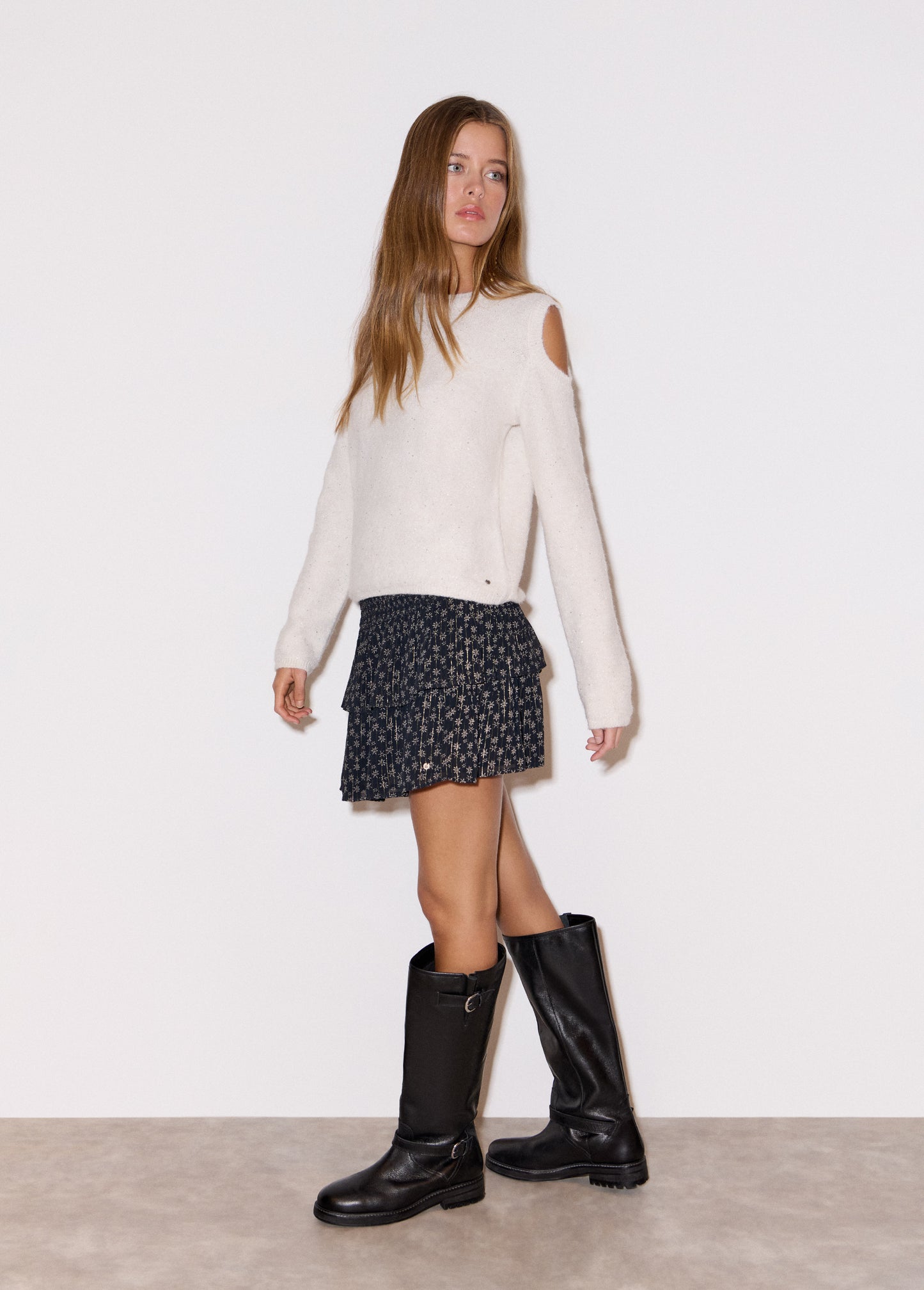 Falda volantes estampada