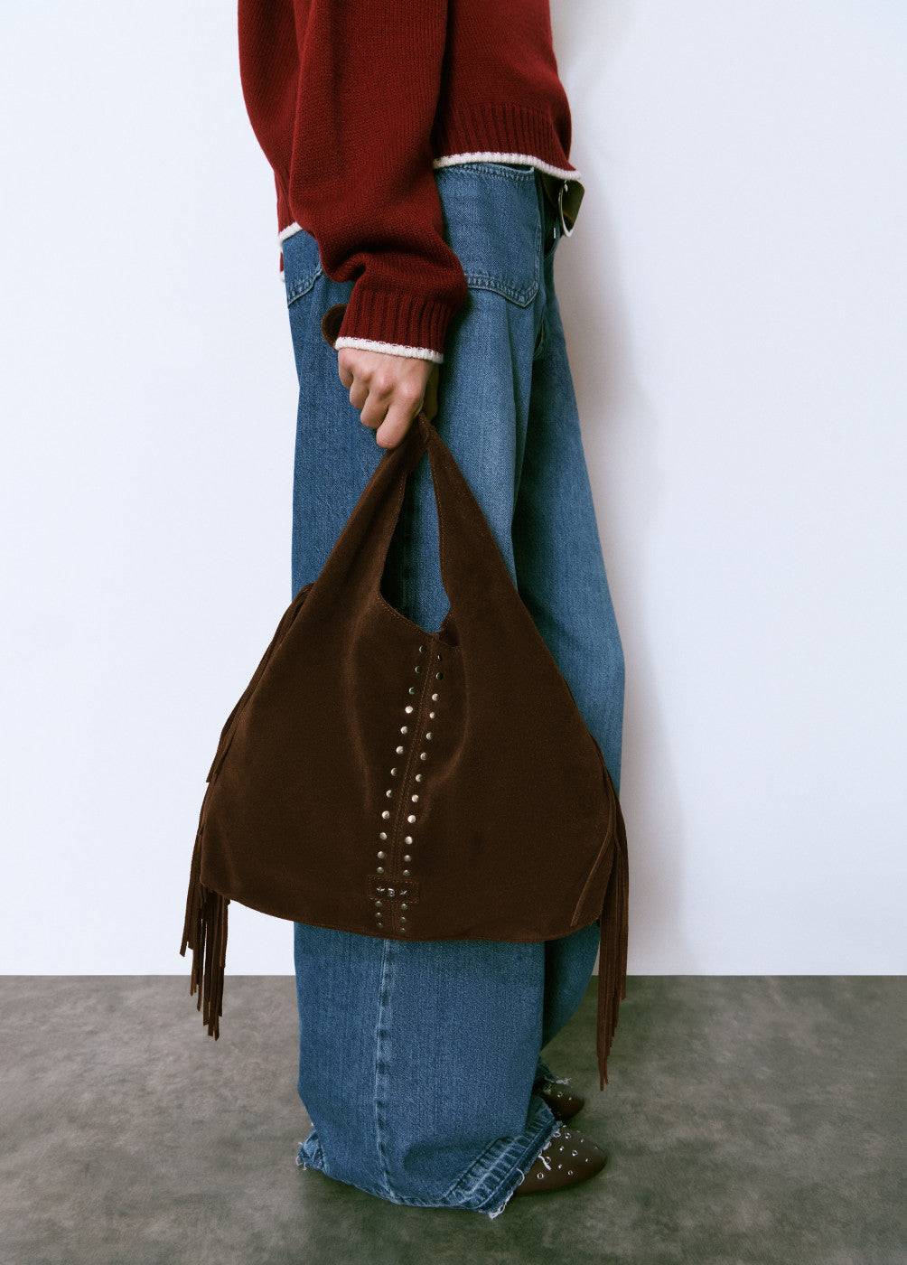 Bolso hombro flecos