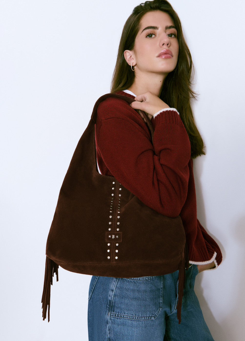 Bolso hombro flecos