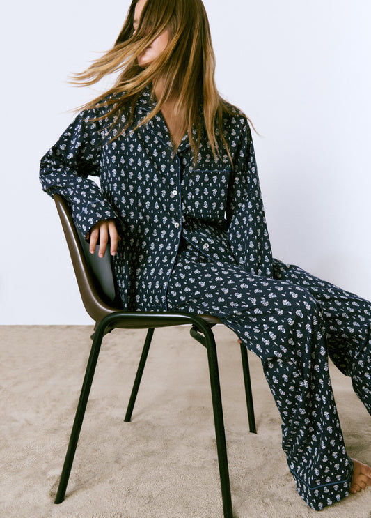 Pijama largo estampado índigo