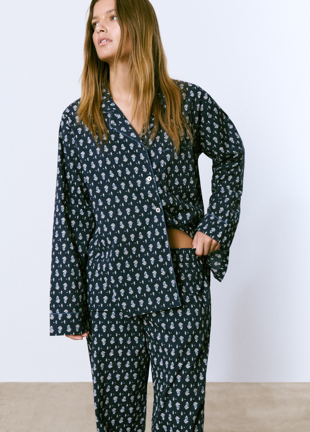 Pijama largo estampado índigo