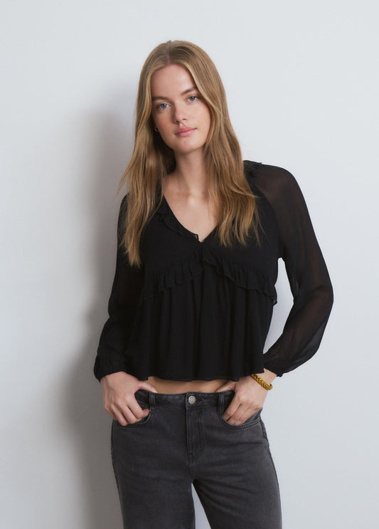 Blusa semitransparente eyelets