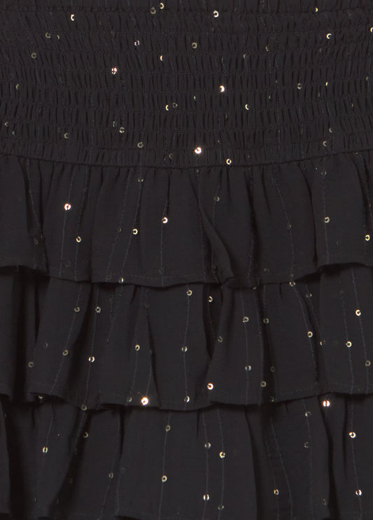 Falda multivolantes lentejuelas