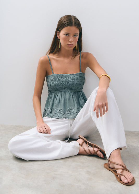 Top algodón gomas bordados