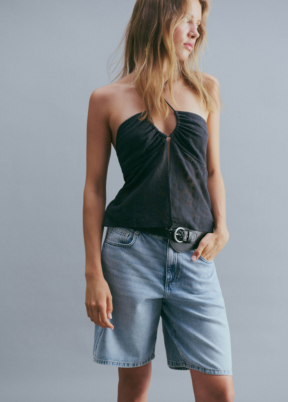 Bermuda jeans larga