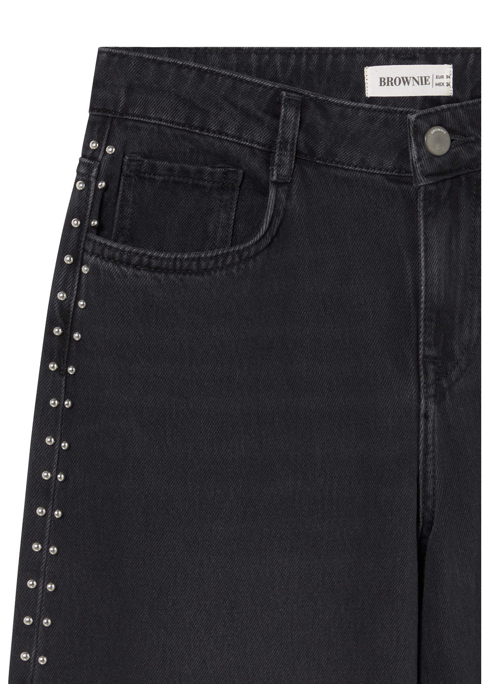 Jeans wideleg tachas