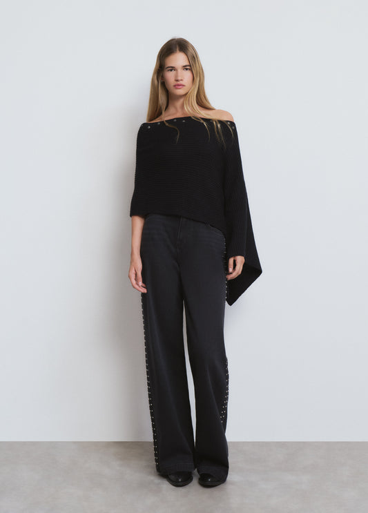 Jeans wideleg tachas