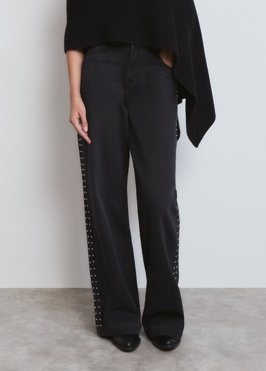 Jeans wideleg tachas