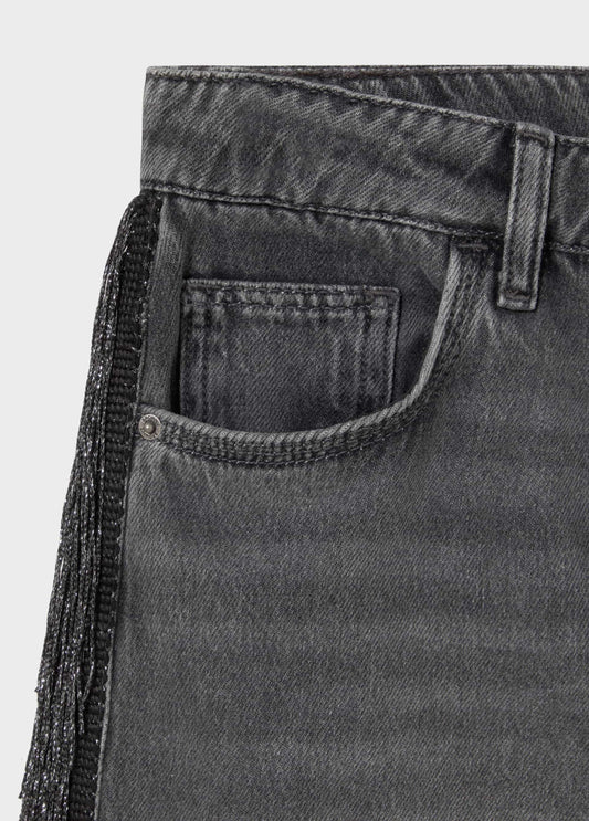 Jeans flecos lateral