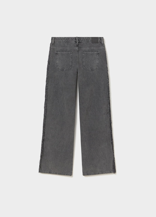 Jeans flecos lateral