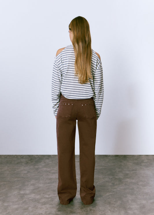 Pantalón culotte tachas