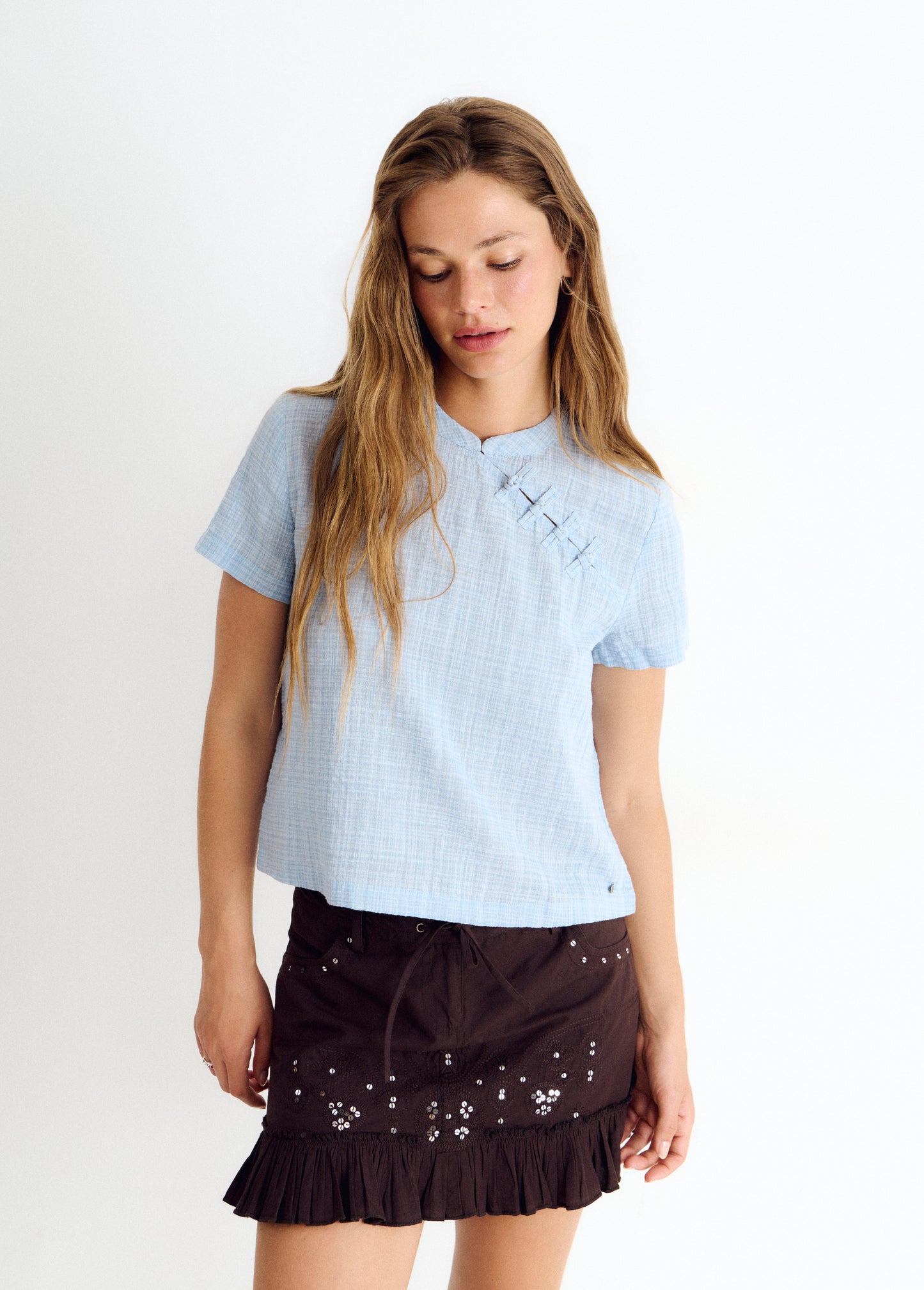 Blusa detalle japonés cuadros